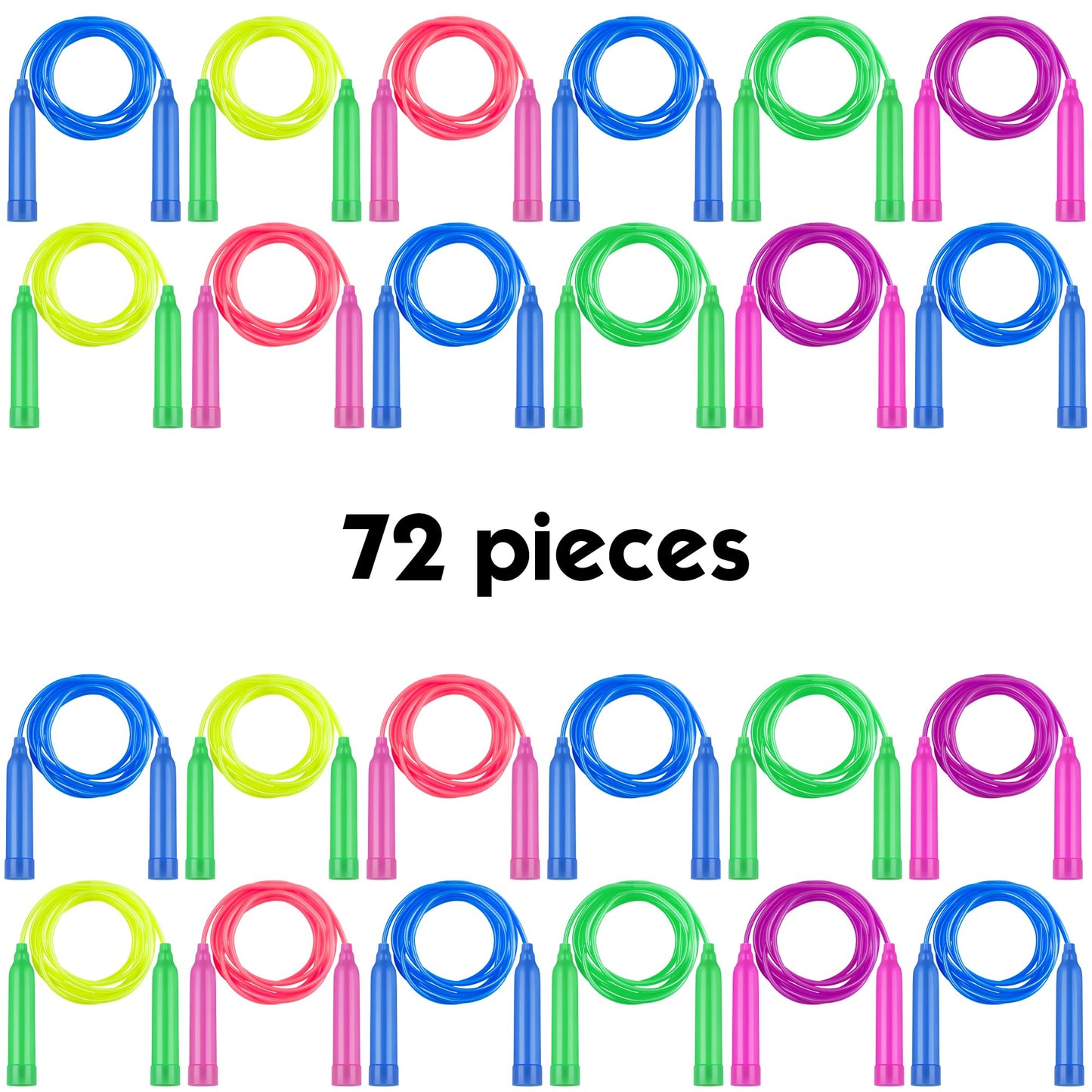 Elcoho 72 Pack Colorful Kids Jump Rope Set Great Party Favor Adjustable Plastic Kids Jump Rope Skipping Rope Outdoor Jump Ropes Great Party Favor