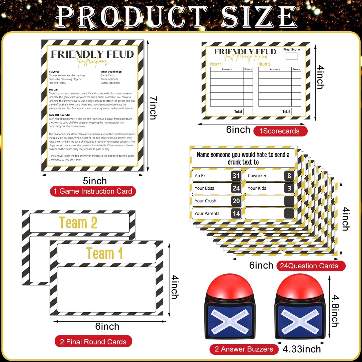 Syhood Valentine'S Day Friendly Feud Game With 2 Pcs Game Buzzer, Valentine'S Feud Party Game, New Years Feud Game, Family Game