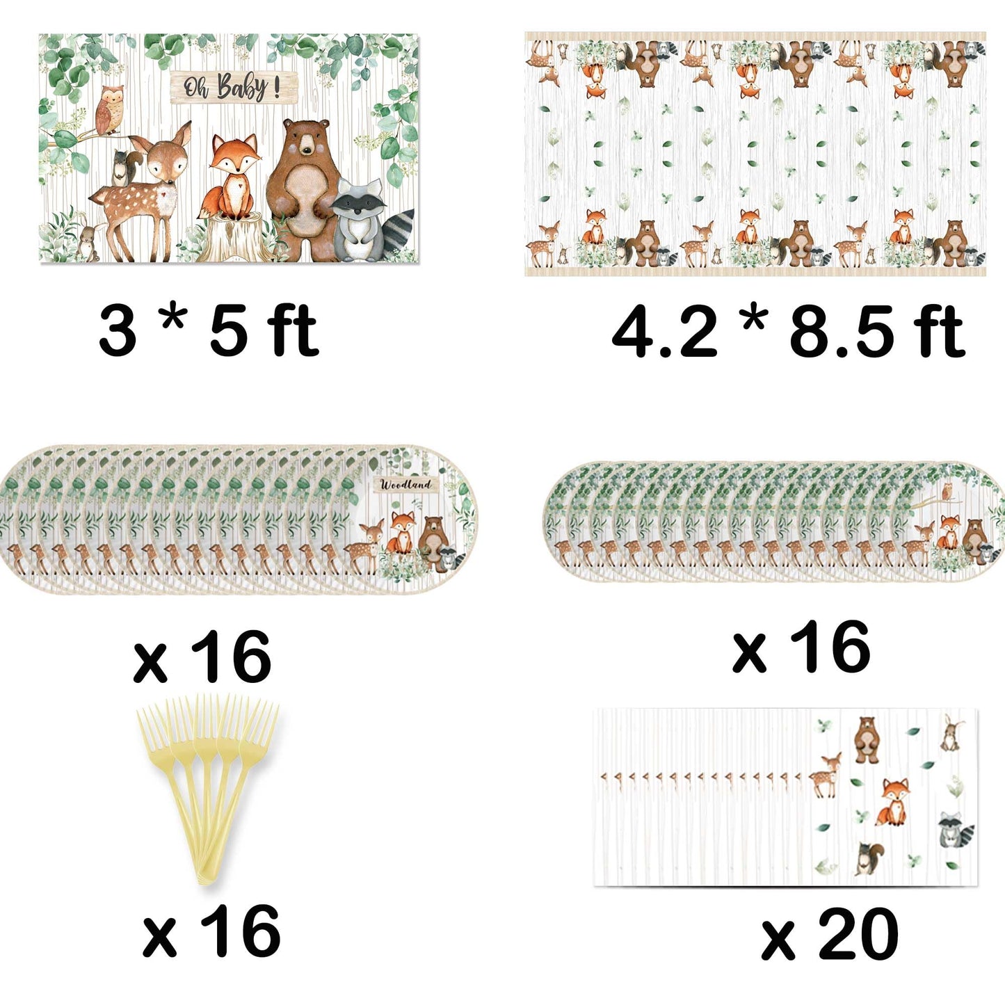 Heeton Woodland Baby Shower Party Supplies Decorations Boxes Fox Balloon Oh Baby Welcome Baby Banner Creatures Fawn Animal Friends Garland Backdrop Cake Cupcake Topper For Girl Boy Gender Reveal