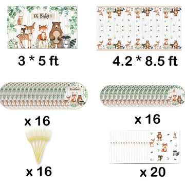 Heeton Woodland Baby Shower Party Supplies Decorations Boxes Fox Balloon Oh Baby Welcome Baby Banner Creatures Fawn Animal Friends Garland Backdrop Cake Cupcake Topper For Girl Boy Gender Reveal