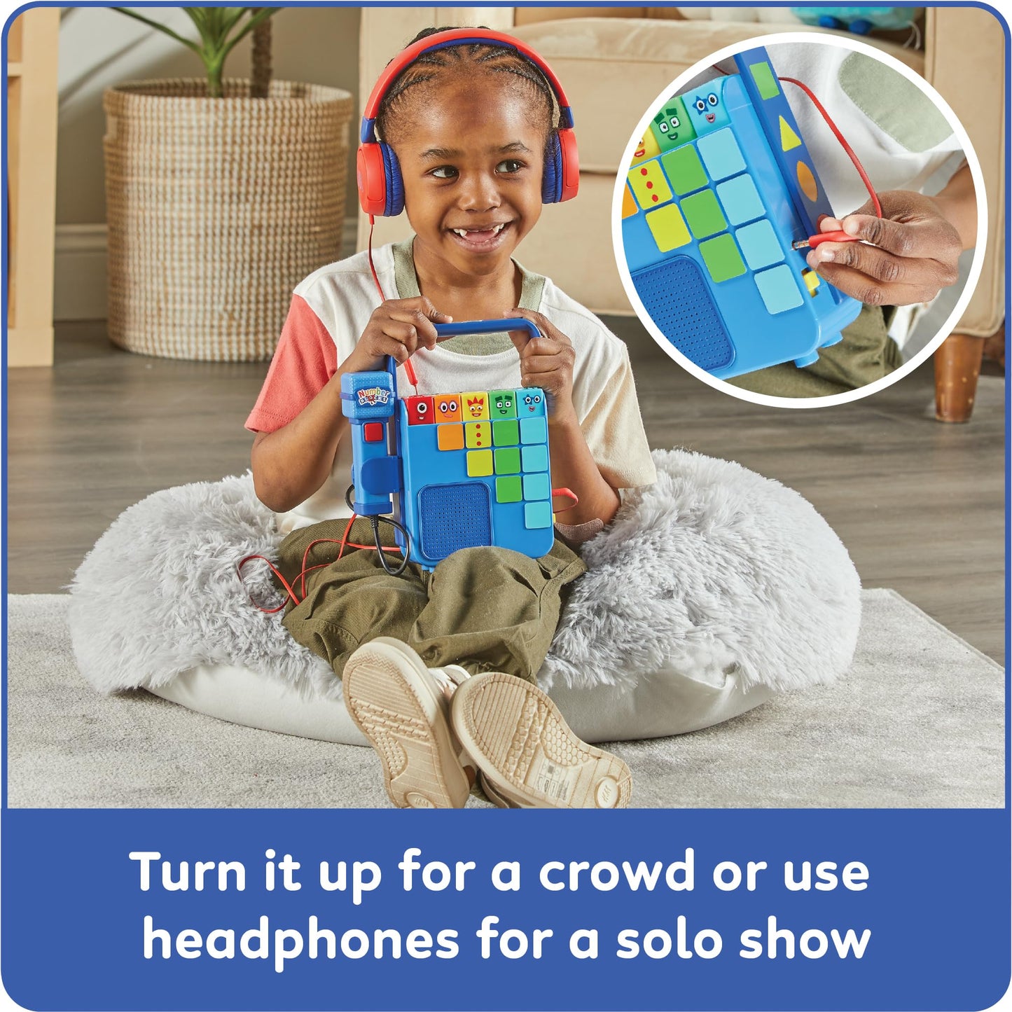 hand2mind Numberblocks Karaoke Microphone, Compact Blue Musical Toy, Model 96941 for Toddlers, Preschool Math Learning Activities