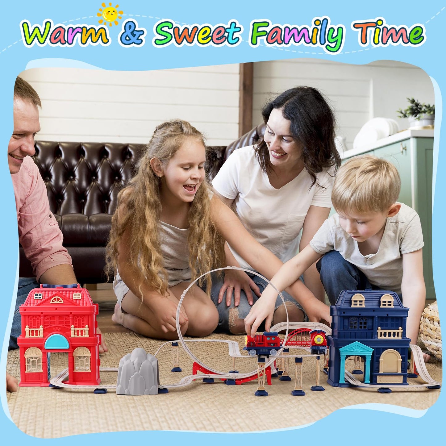 129Pcs Train Set Toy Train For Boys & Girls, Train Track Fits For With Double Two Trains,Christmas Festival Birthday Gifts For 3