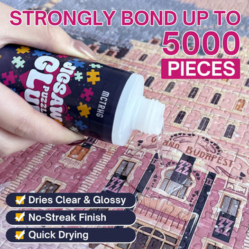 Jigsaw Puzzle Glue Clear, 200Ml Puzzle Glue With Two Applicators, Easily Preserves Finished Puzzles, Quick-Drying, Non-Toxic & C