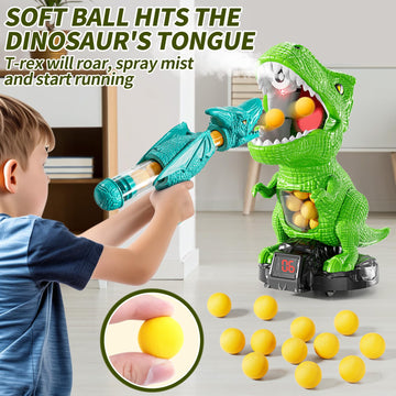 Jukudahu Dinosaur Shooting Boy Toys For Kids Age 3 4 5 6 7 8 - Moveable Shooting Game With Scoreboard, Light And Sound, 12 Foam