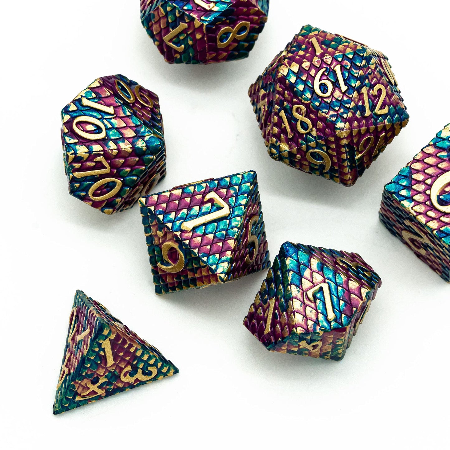 UDIXI DND Metal Dice Set Dragon Scale, D&D Dice Metal for Role Playing Games, Polyhedral Dice Set DND for Dungeons and Dragons (