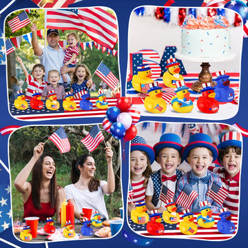 Ouryec 24 Pack Patriotic Rubber Ducks, 4Th Of July Rubber Ducks Jeep Ducks Bulk, 4Th Of July Independence Day Usa Memorial Day P