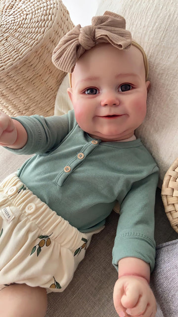 TERABITHIA 20 Inches Lifelike Premie Baby Size Reborn Baby Doll with Soft Weighted Body Feel Real Sweet Smiling Realistic Newborn Girl Doll A Moment in My Arms Forever in My Heart