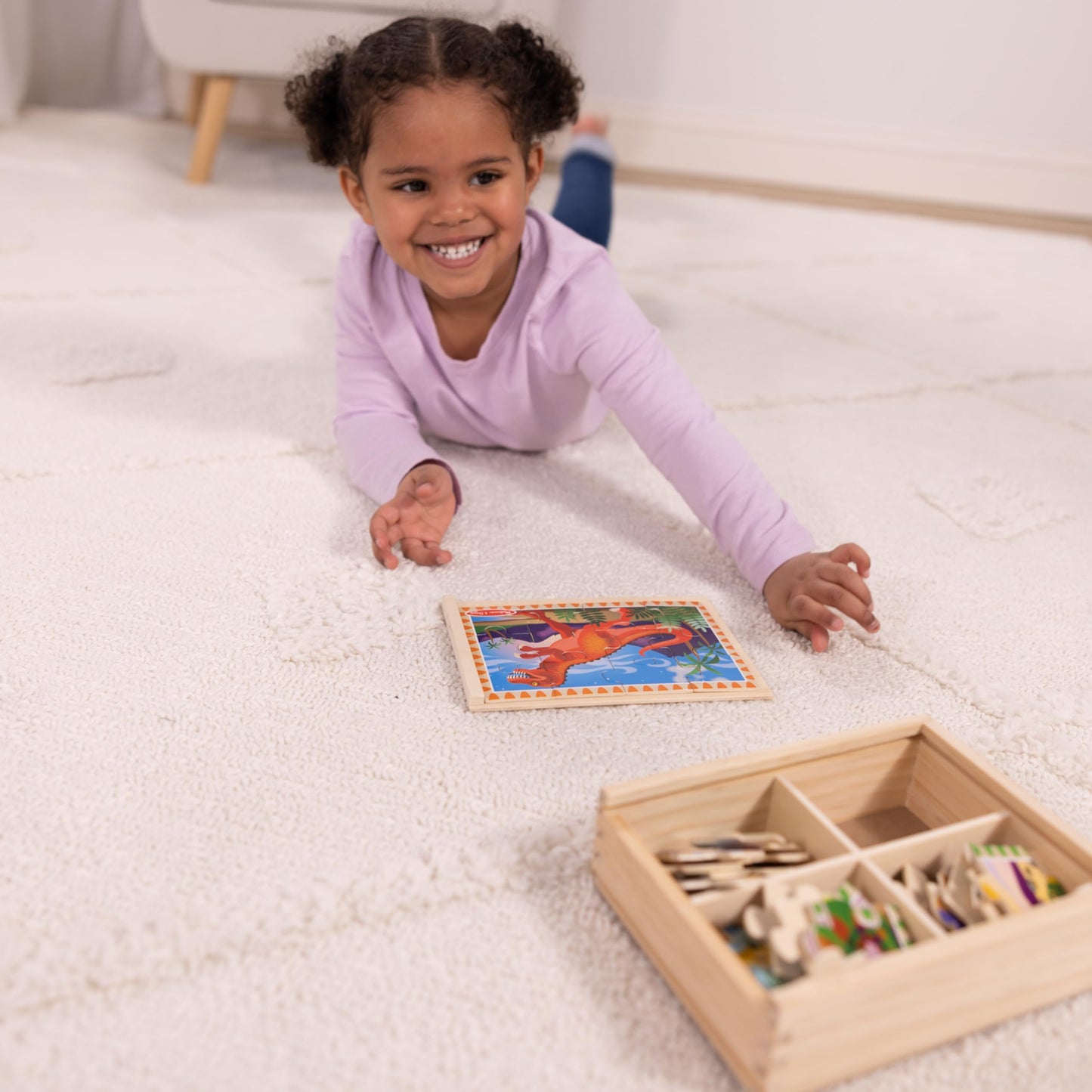 Melissa & Doug Dinosaurs 4-In-1 Wooden Jigsaw Puzzles In A Storage Box (48 Pcs) - Fsc Certified