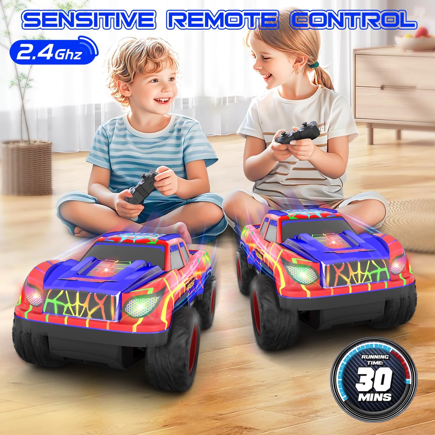 MIXSHAKE Remote Control Car for Boys 4-7, Mini RC Racing Cars for Kids Ages 3 and up, 2.4Ghz Beginners RC Cars with Cool Light a