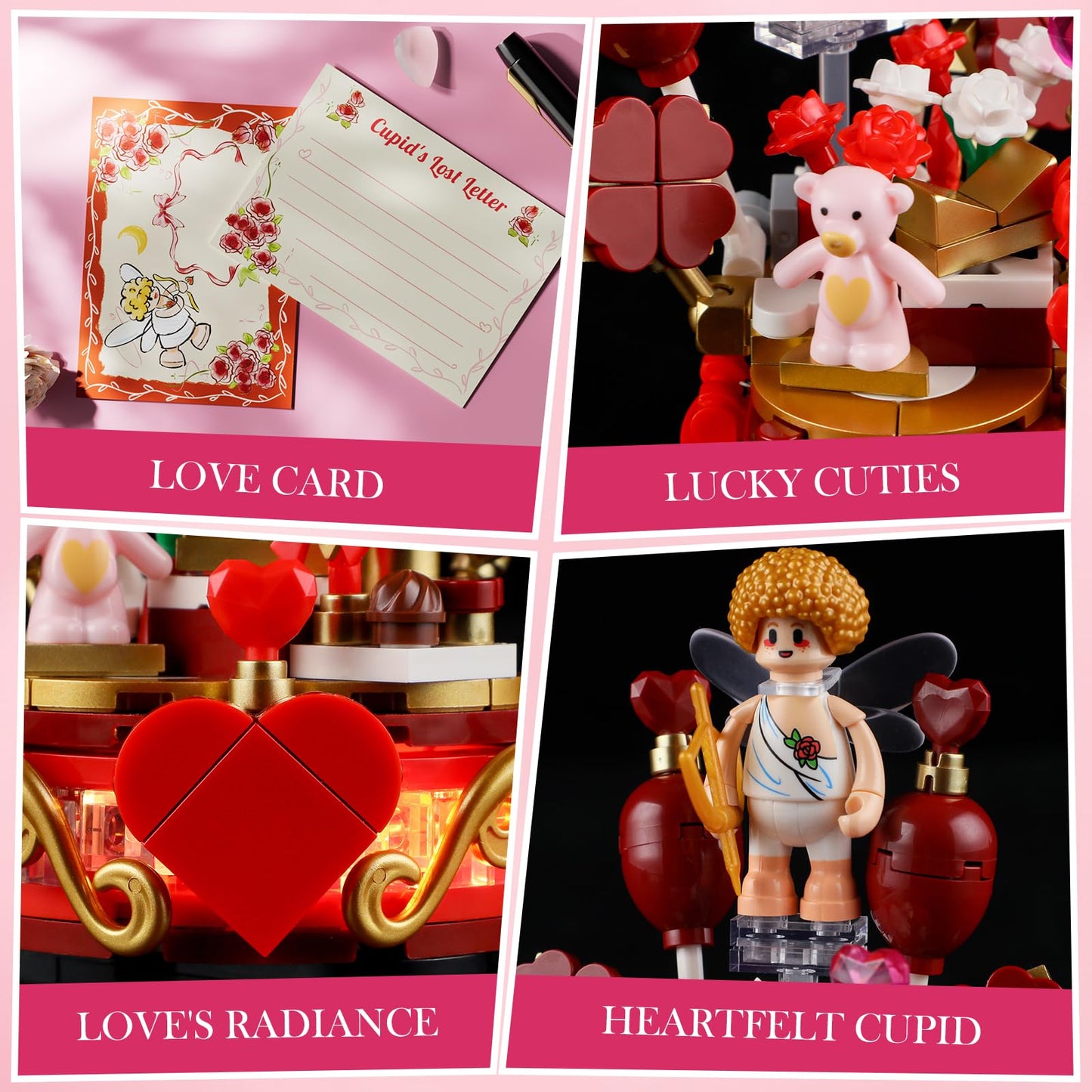 Funwhole Cupid'S Gift Box Lighting Building Bricks Set - Great Valentine'S Day Love Decoration Minifigure For Romantic Couples C