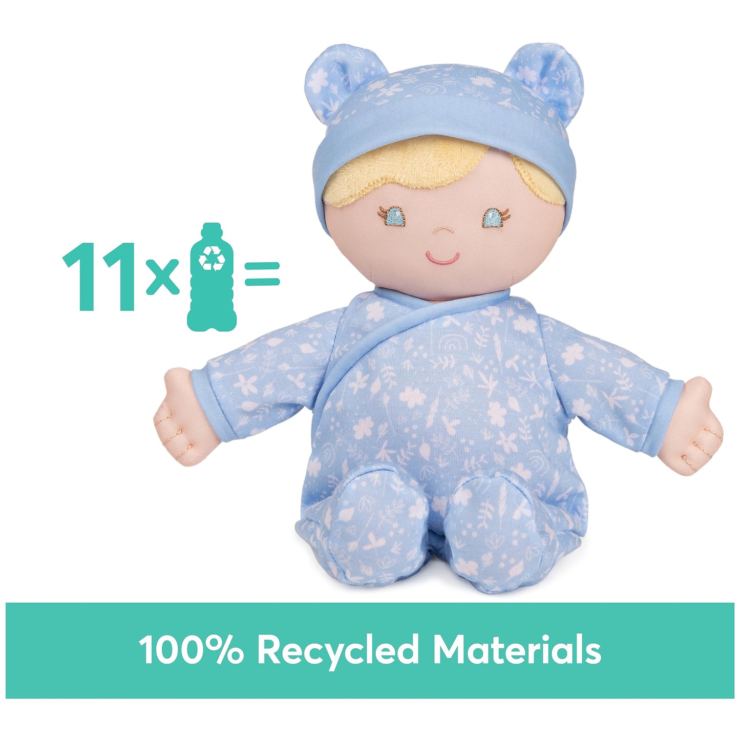 GUND Baby Sustainable Plush Doll, 12" Blue, Made from Recycled Materials, Perfect for Babies and Newborns, Model 6067306