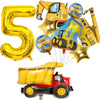 Construction Birthday Party Supplies 5 Year Old, 9Pcs Construction Balloons Set With Gold Number 5 Balloons, Large Construction