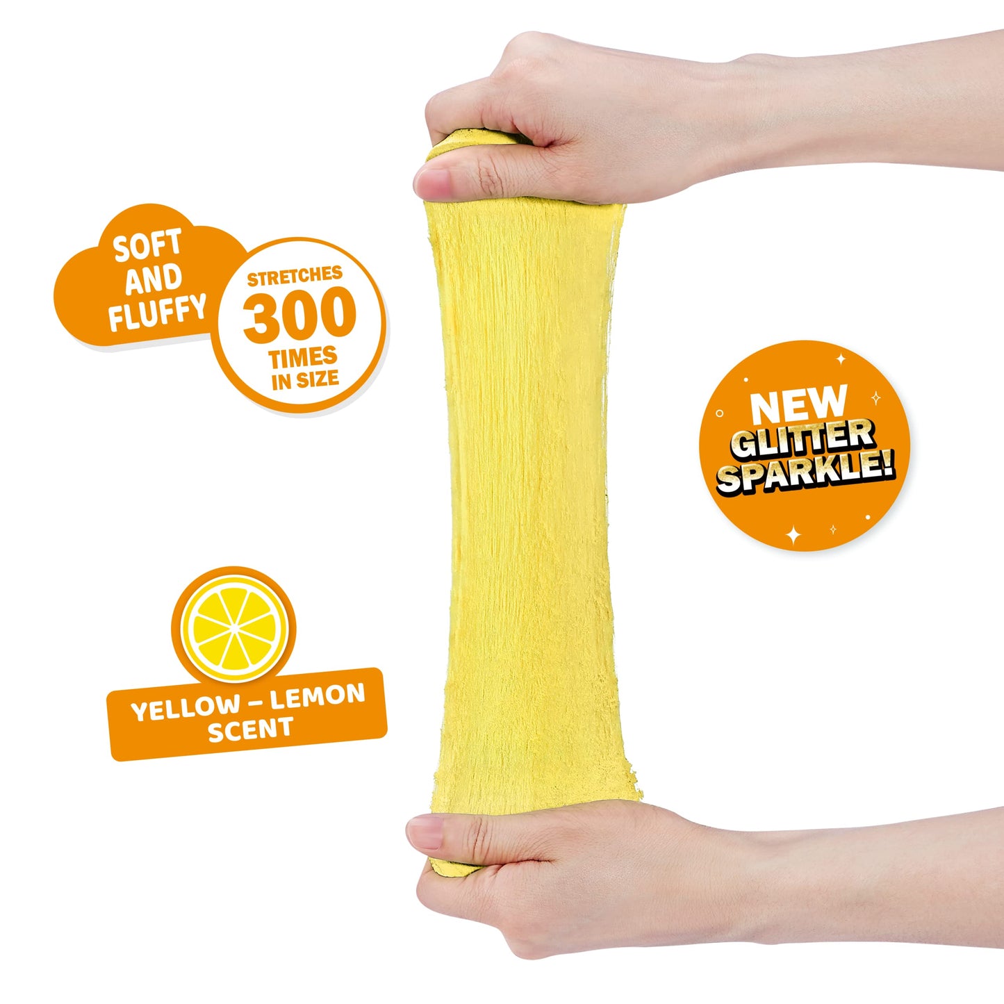 Oosh Cotton Candy Large Foil Bag 100G (Lemon Scent) By Zuru, Fluffy Slime, Stretch Slime, Grows 3000% In Size, Slime For Girls And Kids (Yellow)