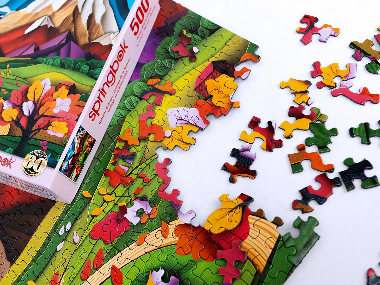 Springbok Nature'S Collage 500 Piece Jigsaw Puzzle For Adults - Vibrant Cut Paper And Quilling Image - Unique Cut Pieces - Made
