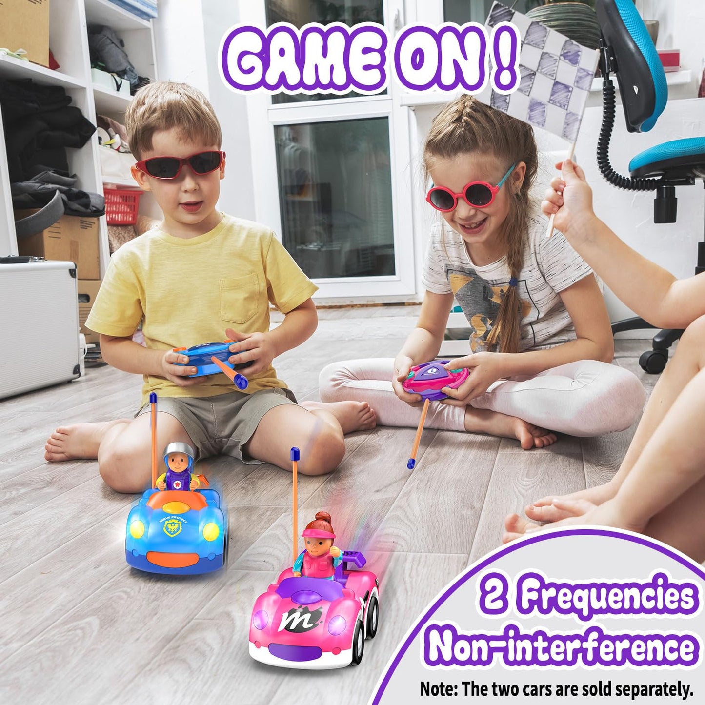 Elovien Remote Control Car for Toddlers 1-3, RC Race Car Toys for 3 Year Old Girl, Radio Controlled Car with Lights & Music Toys