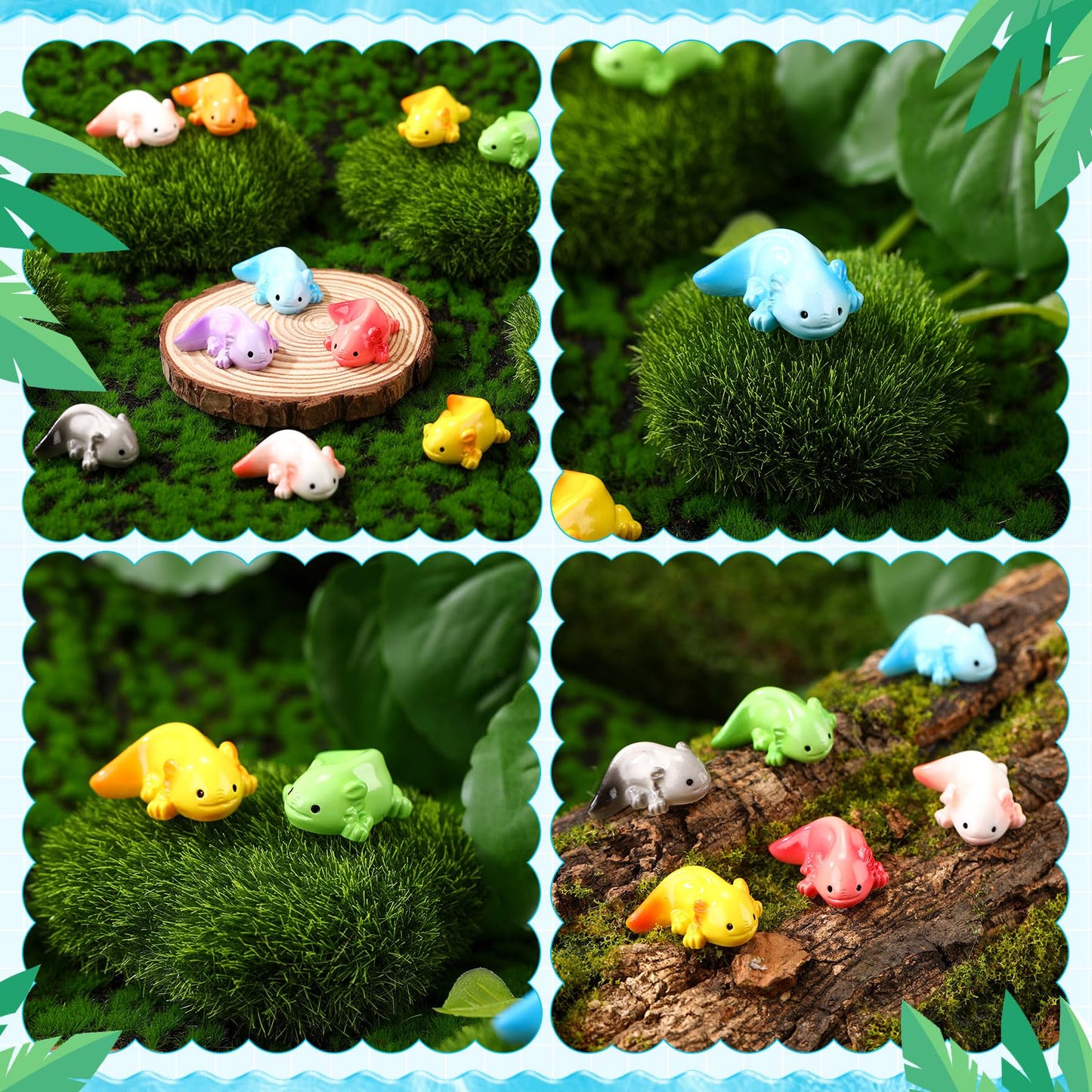 Colingmill 36 Pcs Mini Resin Axolotl Figurine Axolotl Valentine Gifts Tiny Animal Figurines Small Charm Ornament for DIY Craft D