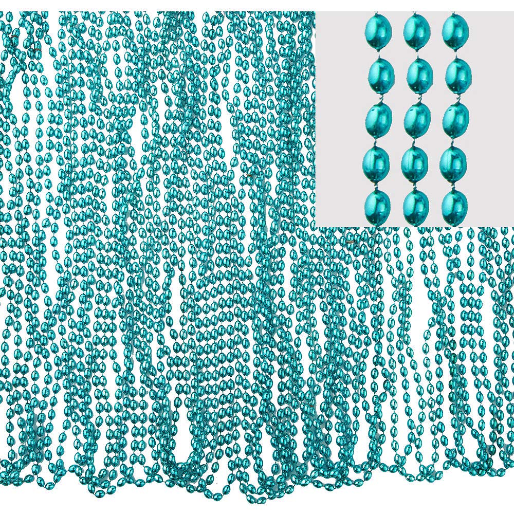 Vibrant Turquoise Bead Plastic Necklaces (30'') - Pack of 50 - Perfect for Events, Fashion & DIY