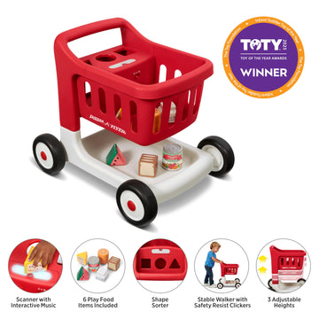 Radio Flyer Scan & Sort Shopping Cart with Lights & Sounds, Baby Walker with Wheels, Red Shopping Cart for Kids Ages 1+