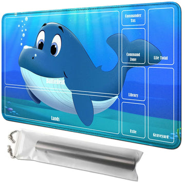 Rwutytiul Dolphin Card Playmat 24 X 14 Inch With Tube Bag, Card Gameplay Mat With Zones Commander Deck Board Mtg Rpg Ccg Tcg Car