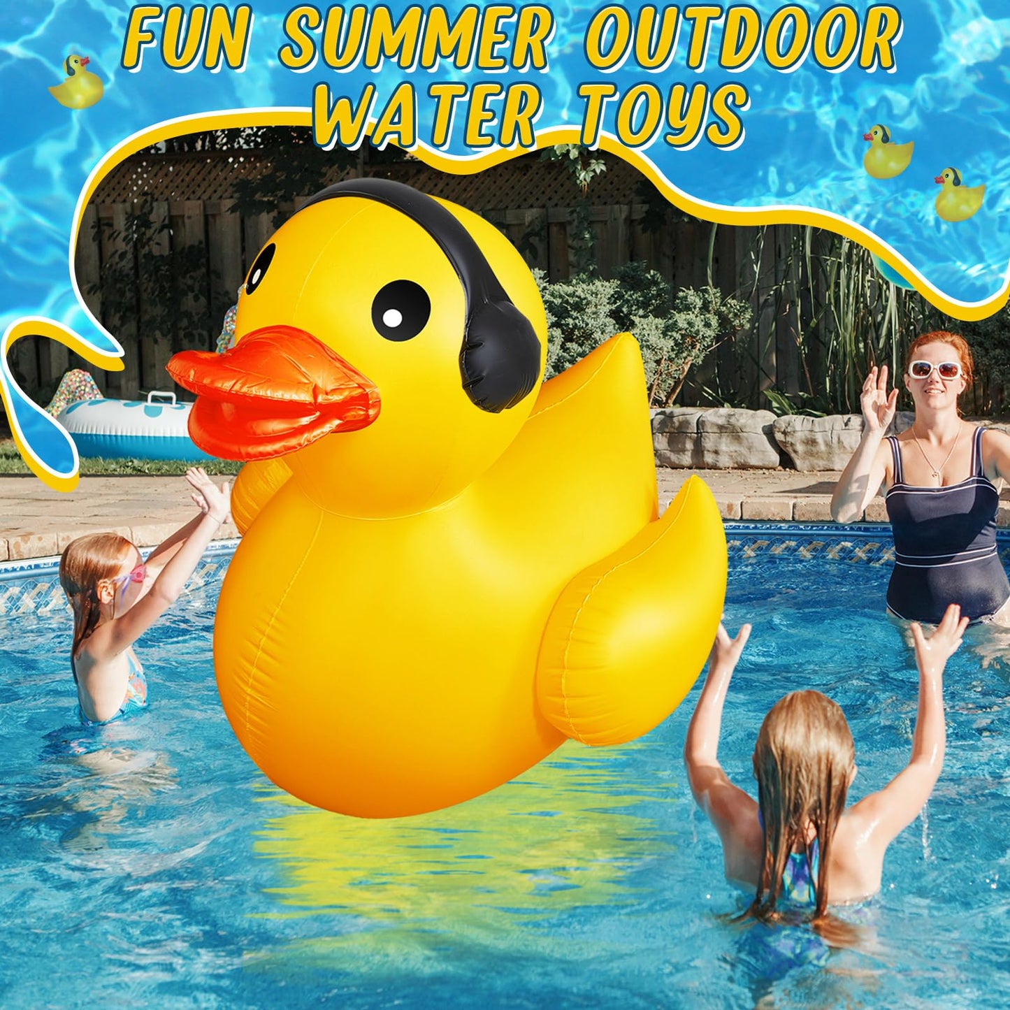 Hungdao 2 Pack 4 Feet Giant Inflatable Duck Huge Rubber Duck Large Blow Up Ducky Inflatable Ducky Pool Float Summer Beach Swimmi