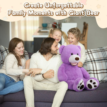 MorisMos Giant Purple Teddy Bear Plush Toy, 39 Inch Stuffed Animal Gift for Kids & Girlfriend, Model W161_16_100
