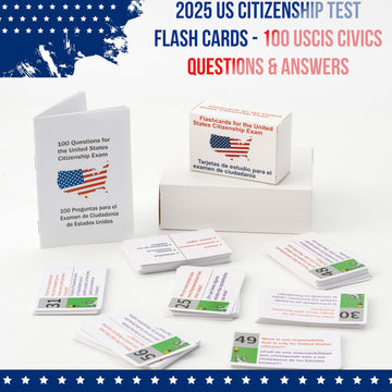 Us Civic Test Flash Card 2025-100 Uscis Citizenship Flash Card (Questions & Answers) Bilingual Spanish English Naturalization St
