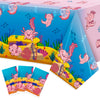 Bkeecten 3Pack Pink Cartoon Axolotl Party Table Cover Reptile Animals Waterproof Disposable Tablecover Plastic Rectangle Tablecl