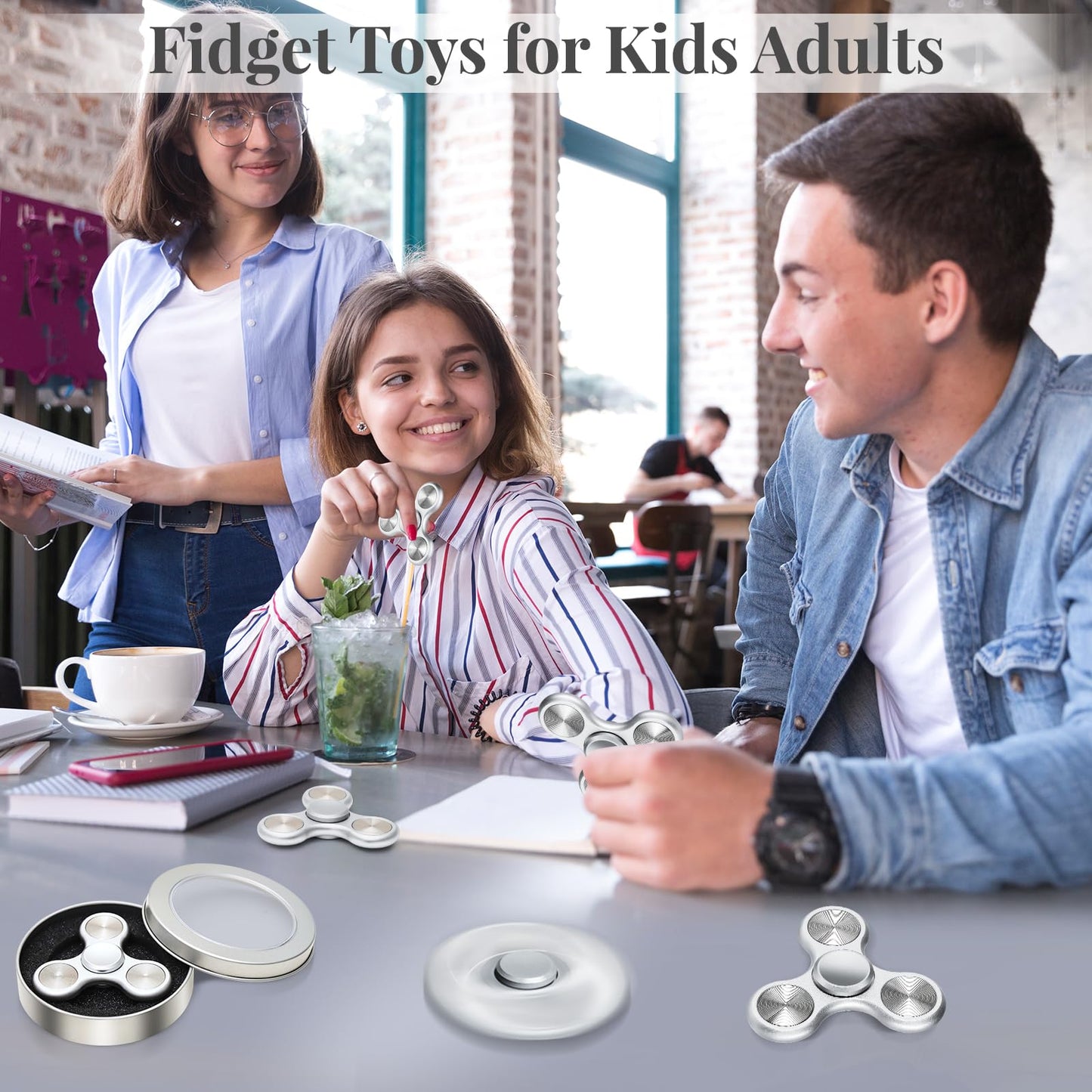 Metal Fidget Spinner For Adults Kids, Silent Sensory Fidget Toys Adults, Stainless Steel Bearings Hand Spinners For Adhd Autism