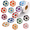 Penitue 500pcs Soccer Stickers, 0.98in/2.5cm Multi-Color Holographic Kids Football Decals Sports Ball Stickers Rolls Gifts for L
