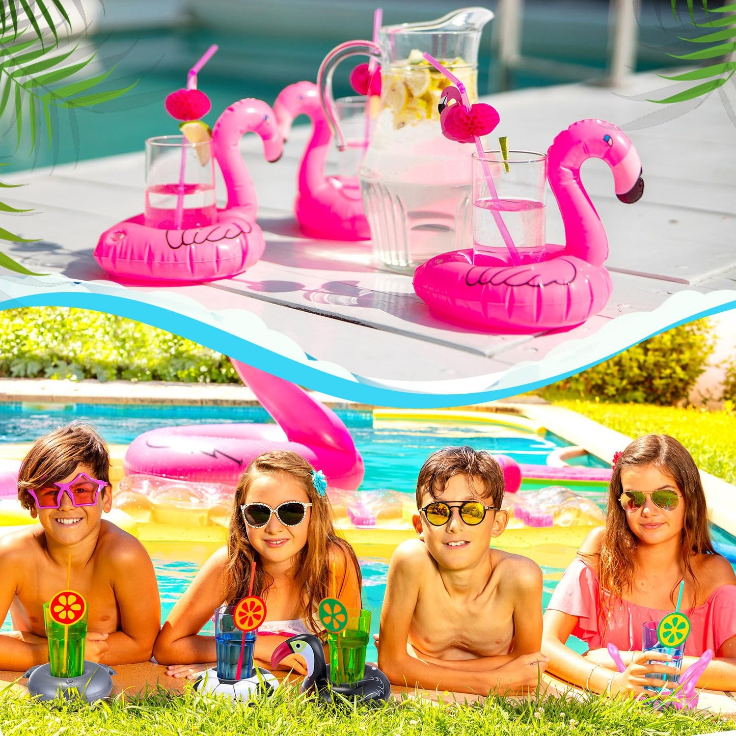 Lenwen 120 Pack Inflatable Drink Holder Pool Drink Floats Inflatable Floating Cup Holders For Adults Summer Swimming Pool Party