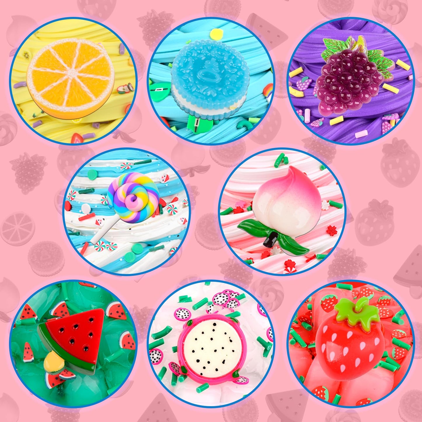 8 Pack Scented Slime Kit With 3 Clear And 5 Butter Slime,Peach Super Soft Non-Sticky,Jelly Cube Crunchy Crystal, Birthday Party