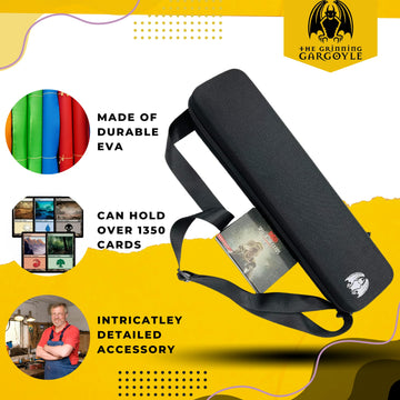 Grinning Gargoyle Collector Card Carry Case with Wrist and Shoulder Strap - enhanced Portable Card Game Travel Case - Holds up to 1350 Cards or Multiple MTG Deck Box - Organise and Protect (Black)