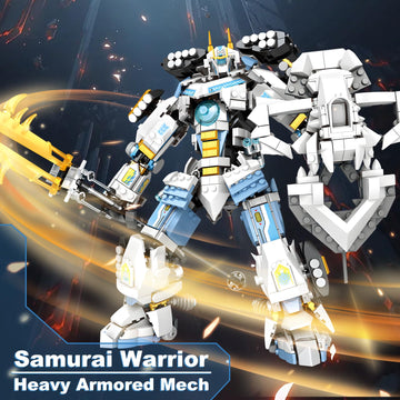 HIGH GODO Samurai Mech Warrior Building Sets Robot with Long decorative replica blades Shields Display Base Building Blocks Toy Set 1588 Pieces Creative Collectible Ninja Gift for mature-themeds Man Teens Boys 8+