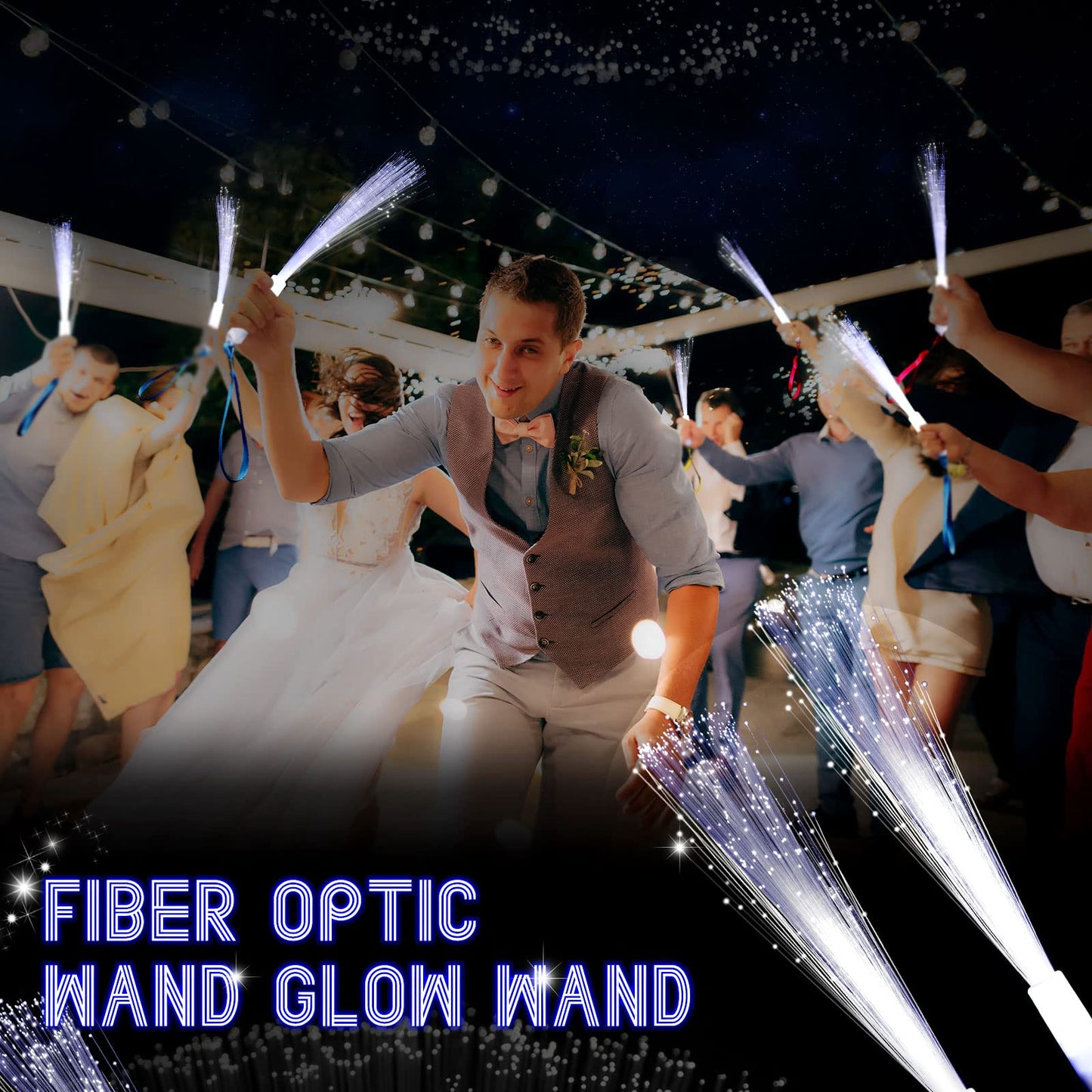 White Fiber Optic Wands Glow Sticks Led Light Up Wedding Wand With 3 Light Modes Long Flashing Sparklers For Birthday Wedding Bridal Shower Glow In The Dark Party Favors Supplies (24 Pieces)