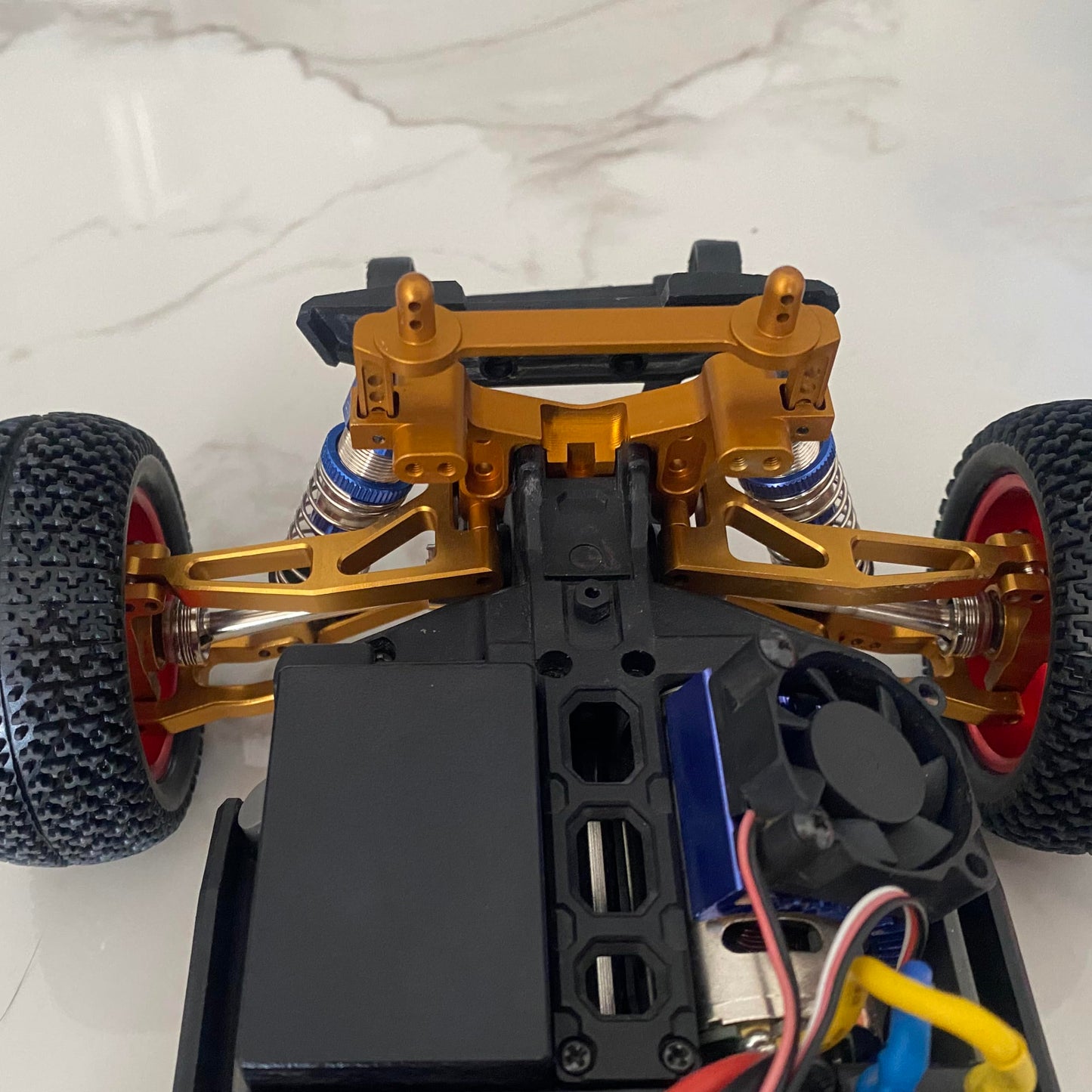 Rwlzlb For Hyper Go H16Bm Upgrades, 1/16 Rc Car Parts, Metal Upgrade Aluminum Accessories, Gold Replacement Parts Kit For H16Bm