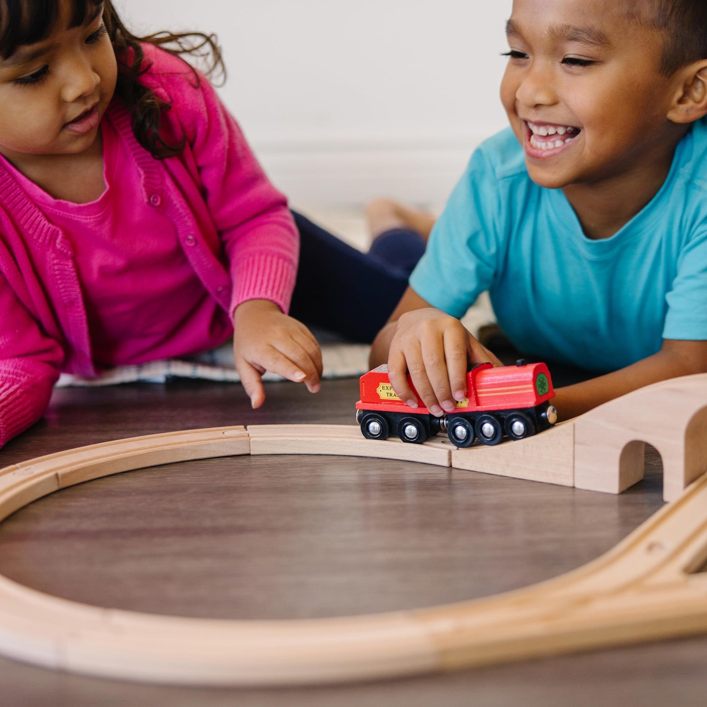 Melissa & Doug Classic Wooden Figure Eight Train Set, 22 Pieces, Wood, Multi Color, Model 703