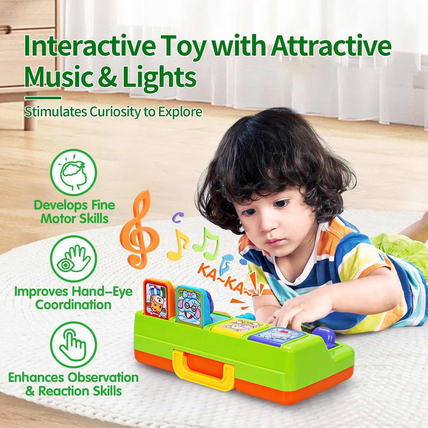 Fs Toddler Pop Up Toy With Music And Light, Cause And Effect Toys For 6 9 12 18 Month Old Baby Toys, Early Learning Educational Toys For 1 2 3 Year Old Boy And Girls Gifts