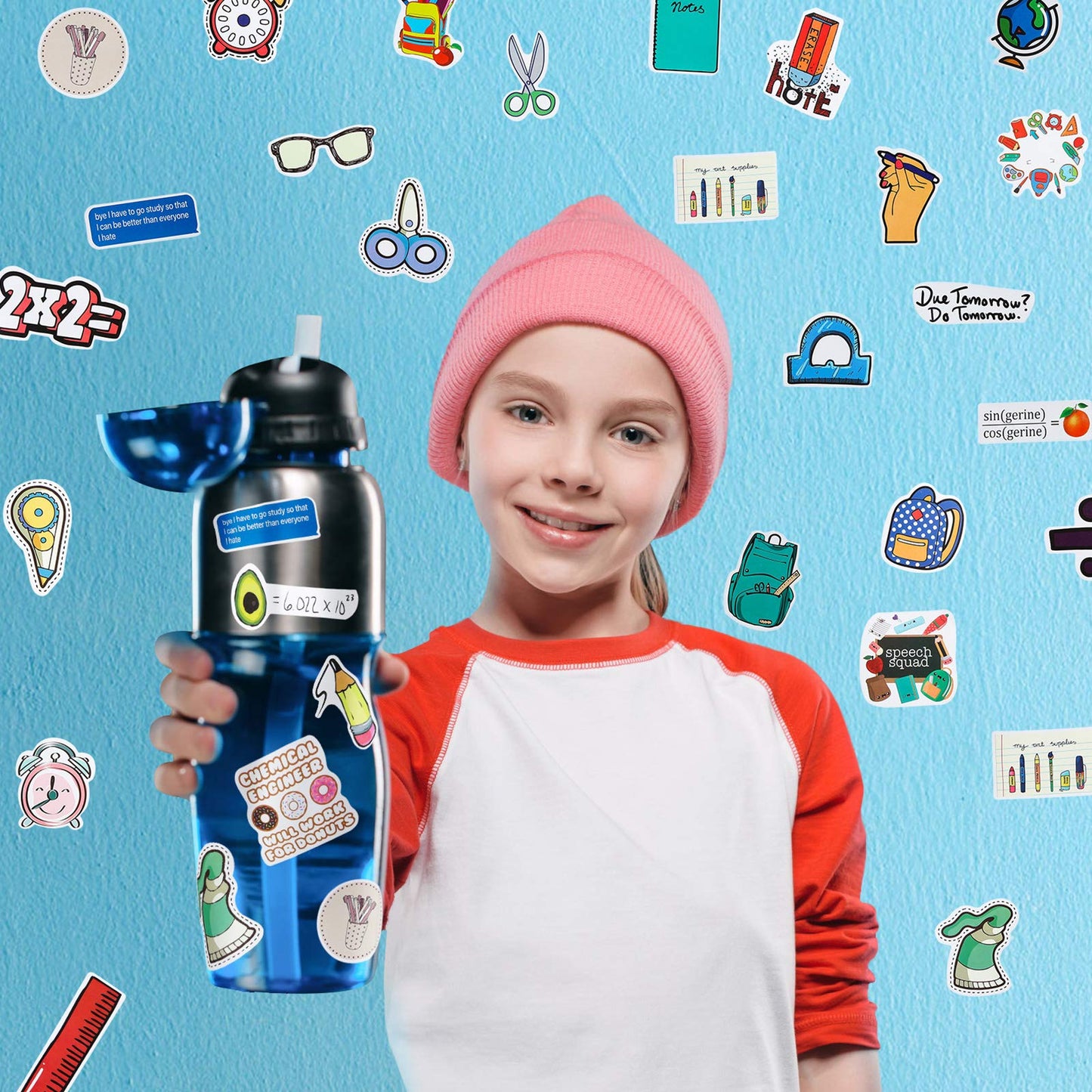 Zonon 200 Pieces Student Science Laboratory Stickers And Astronaut Space Sticker Set For Laptop Water Bottle Guitar Skateboard, Teens Kids Personalized Decals(Cute Style)