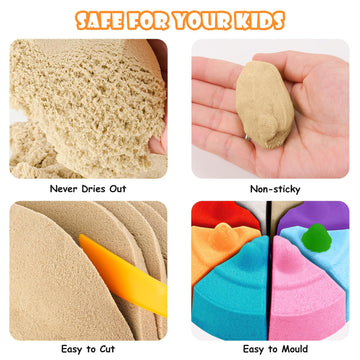 11 Lbs Fun Sand For Kids, Safe Non-Toxic Eco-Friendly Molding Sand For Stress Relief & Skill Development, Easy-To-Shape Mess-Free Formula Enhances Imagination & Creativity (Original Color)