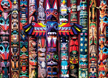 EuroGraphics 1000 Piece Jigsaw Puzzle - EURHR Totem Poles, Brilliant Colors, Model 6000-5349, Paper Material