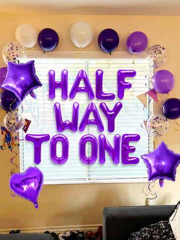 Jevenis Purple Half Way To One Balloons Half Way To One Decoration Half Birthday Decoration Half Birthday Balloons Half Birthday Party Supplies