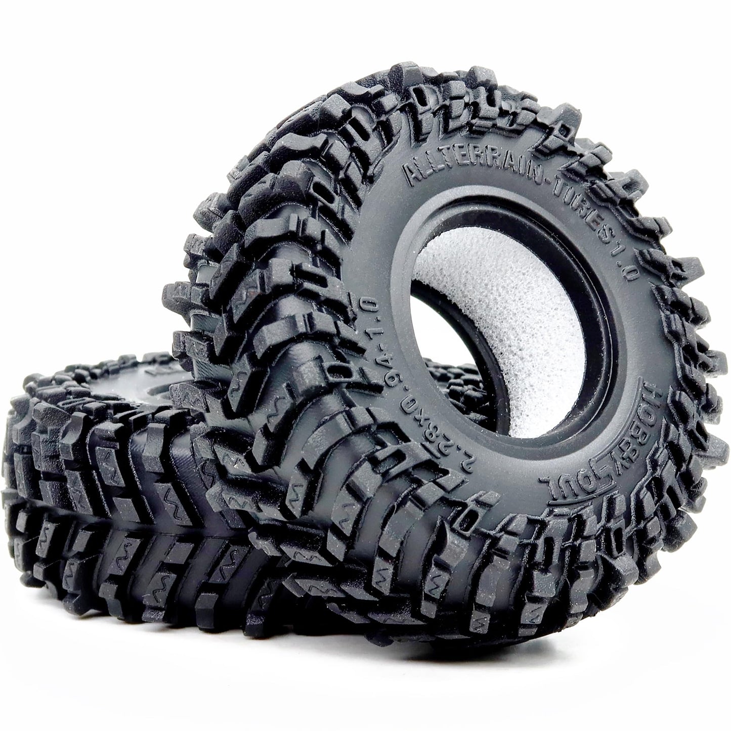 Hobbysoul 1.0 Tires 58Mm Tall All Terrain Super Soft Sticky Mud Tyre For Rc Crawler 1/24 Scx24 1/18 Trx4M Upgrades