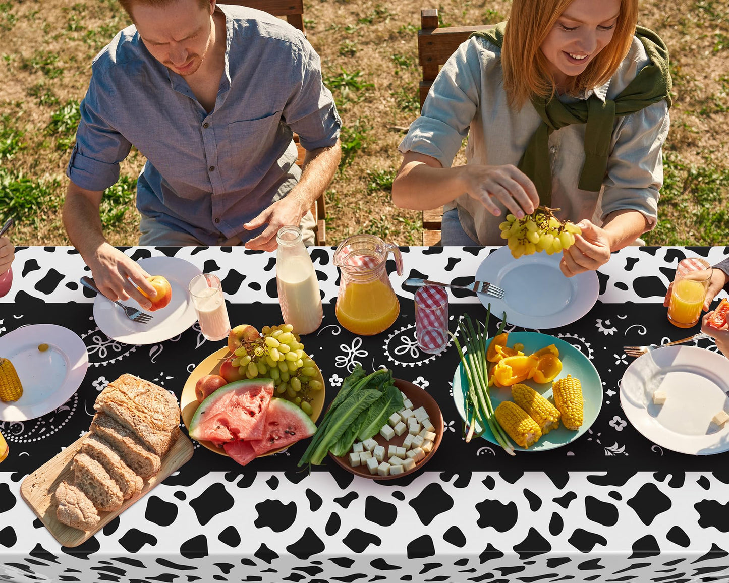 Oudain 6 Pcs 54 x 108 Western Party Decorations Cowgirl Rodeo Paisley Tablecloths Plastic Rectangle Table Runner Table Cover Bir