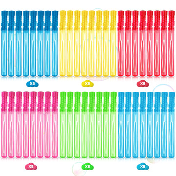 Aurotops 48Pcs 15'' Big Bubble Wands Bulk, Assorted Colors Bubble Kit, Bubble Party Favor For Kids, Summer Indoor/Outdoor Activi