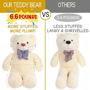 IKASA 47-Inch White Giant Teddy Bear Plush Toy - Soft Stuffed Animal for Kids and Adults, Perfect Gift for Any Occasion