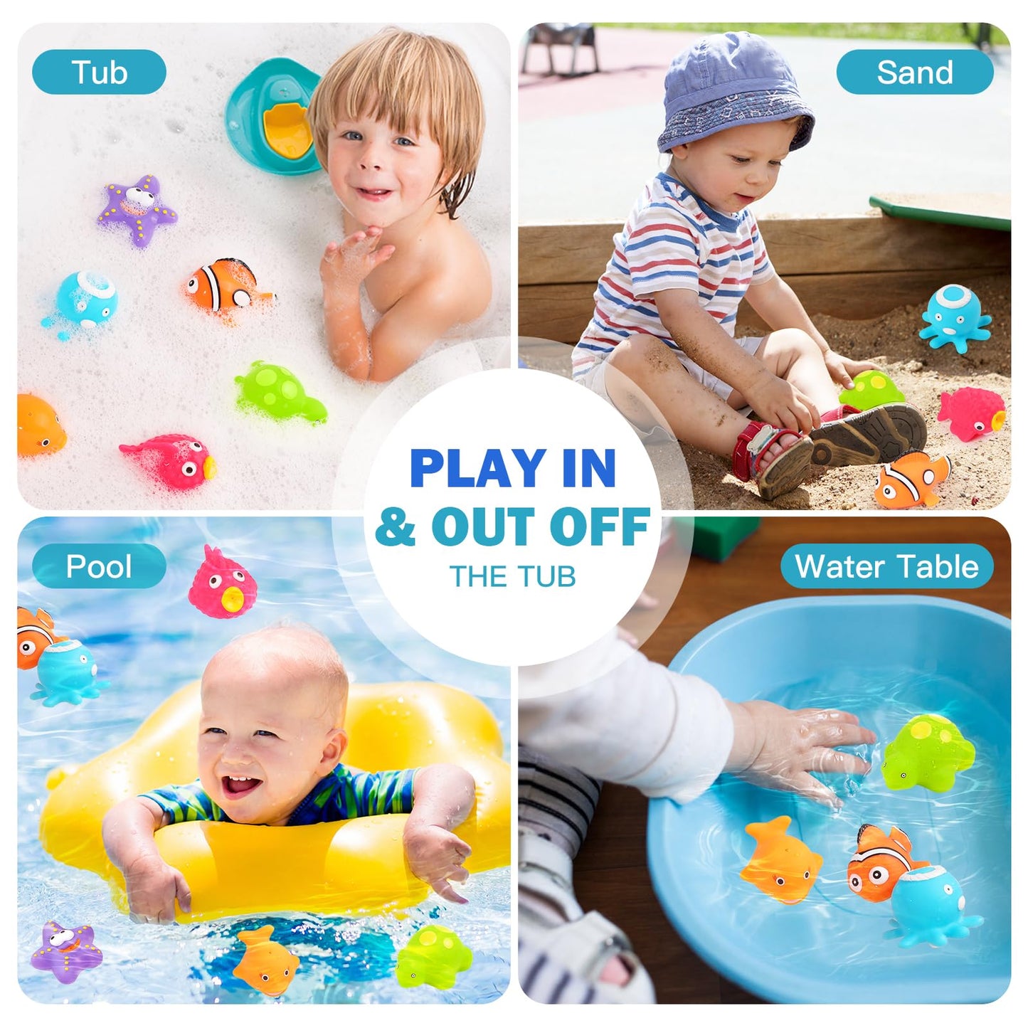 Bath Toys For Kids Ages 1-3, No Hole Ocean Sea Animal Pool Toys, Baby Toddler Bathtub Floating Toy Water Party Decoration Gifts