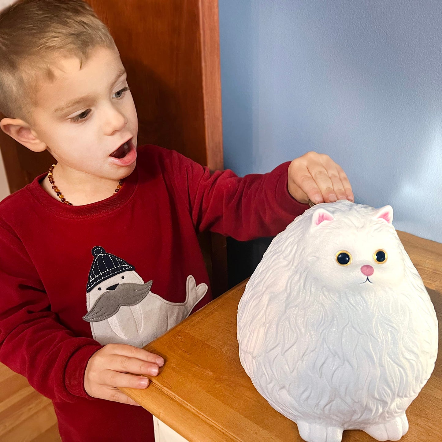 Winsterch Cat Piggy Bank,Coin Piggy Bank Money Saving Box Gifts For Kids Girls Boys,Ceramic Piggy Coin Bank,Practical Gifts For