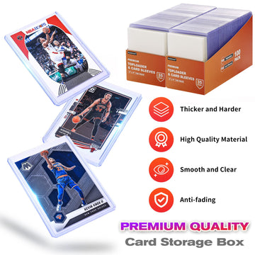 400 Card Sleeves Top Loaders For Cards, Arjiekwei 3'X4' Baseball Card Protectors Hard Plastic, Premium Toploaders Card Holder For Sports Football Trading Cards (200 Toploaders + 200 Penny Sleeves)