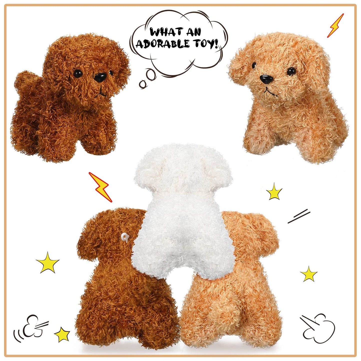 Skylety 12 Pcs 5'' Mini Dogs Stuffed Bulk Animal Puppy Party Favor Cute Soft Plush Dog Toy Valentines Gift For Kids Classroom(Ad