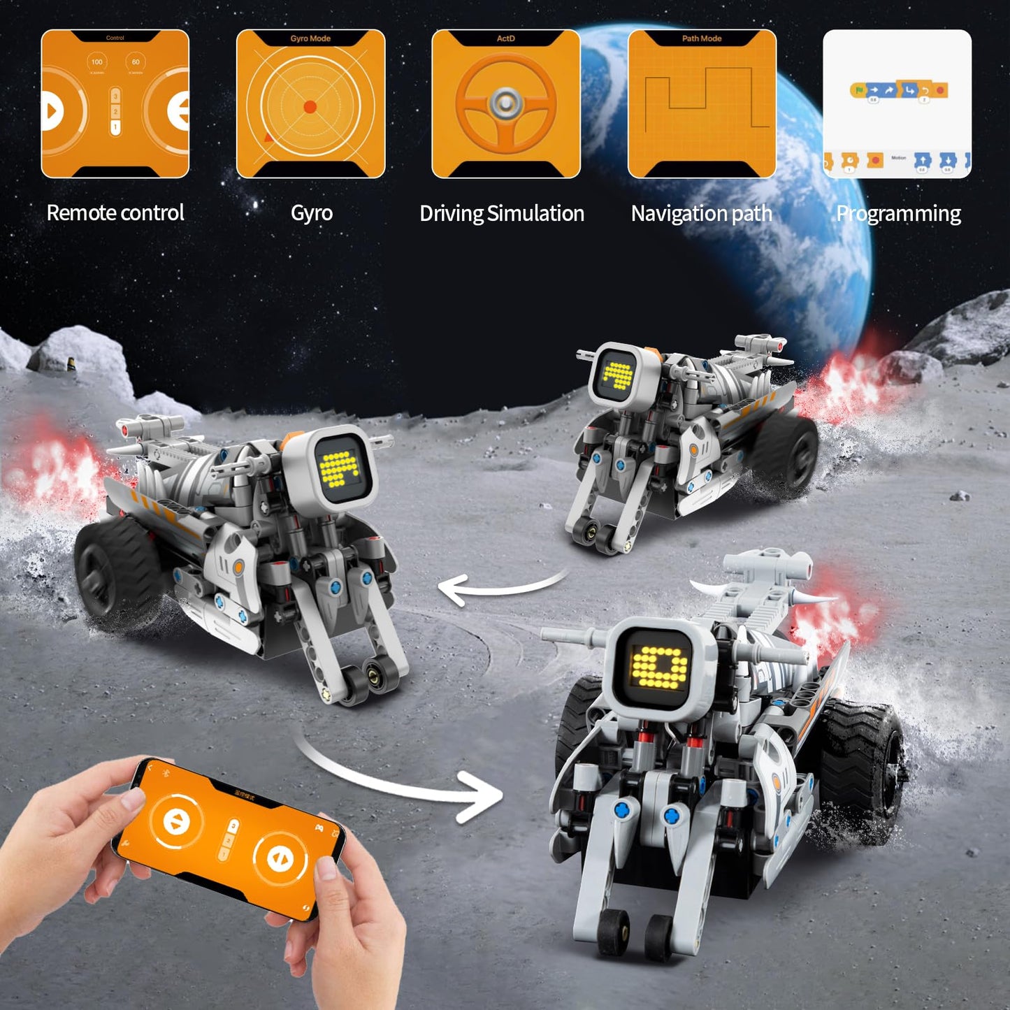 Stem Building Toys For Kids 6-14, Remote & App Controlled 3In1 Stem Dinosaur Motorcycle Robot Building Kit For Kid With Music Sp